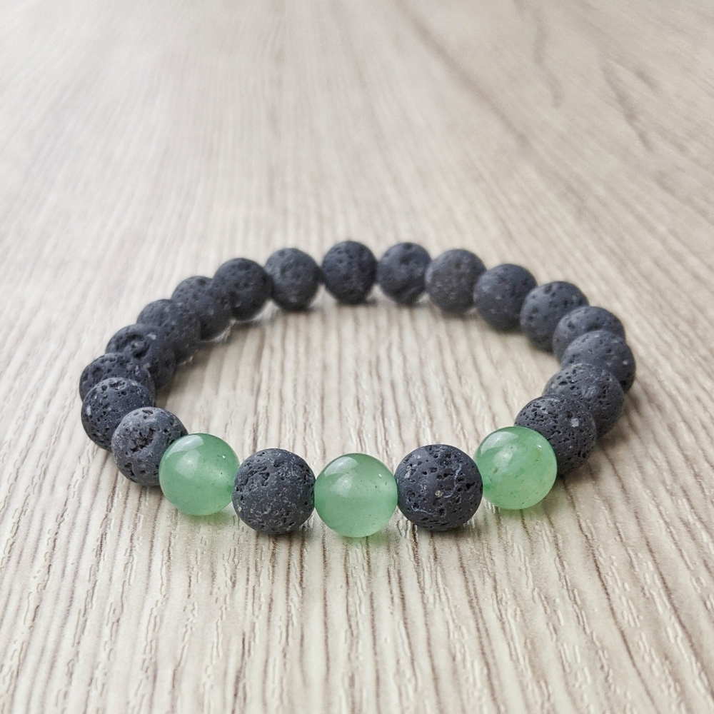 Aventurine 8mm Lava Bead Stretch Bracelet